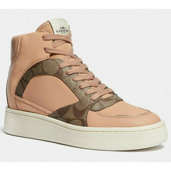 Coach Women's C230 High Top Sneaker Shoes in Signature Coated Canvas - Picture 1 of 3